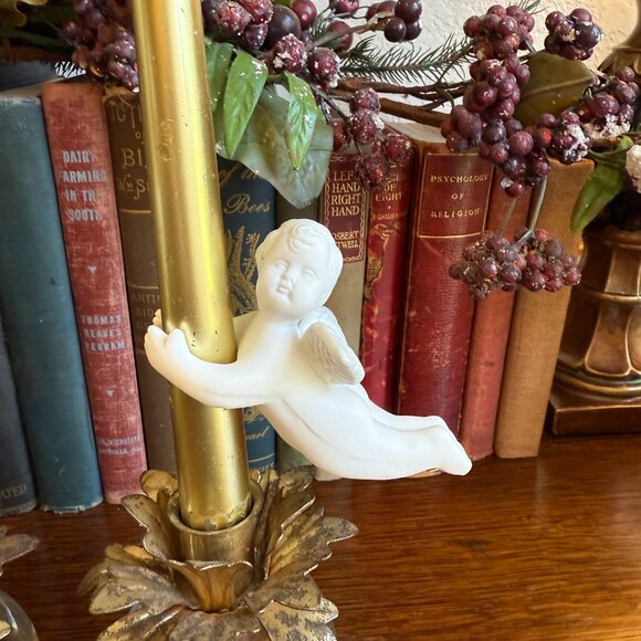 Vintage Porcelain Angel Taper Candle Huggers, Set of 2 - Picture 5 of 13